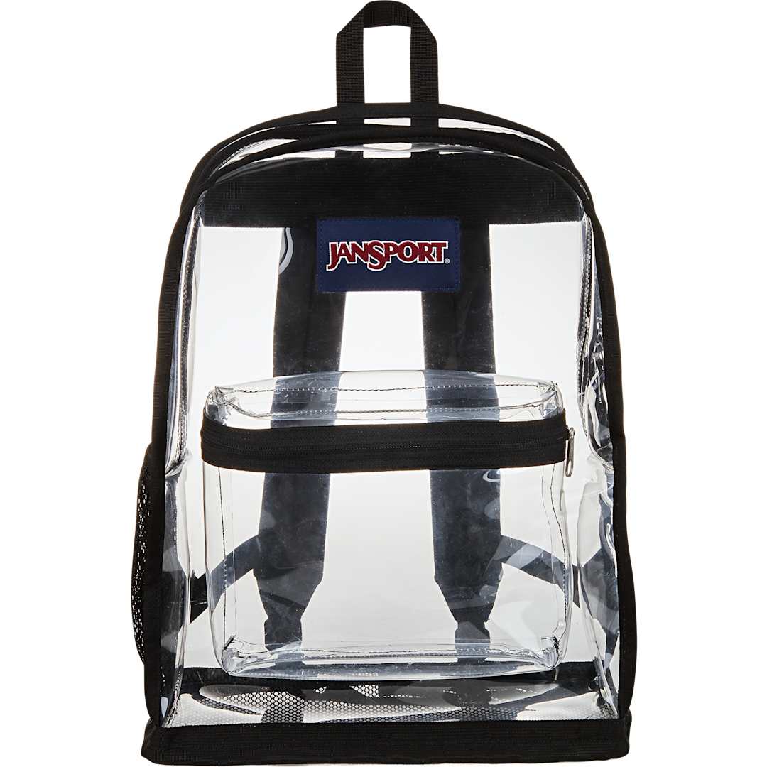 Front View of Clear Jansport Clear Backpack plain