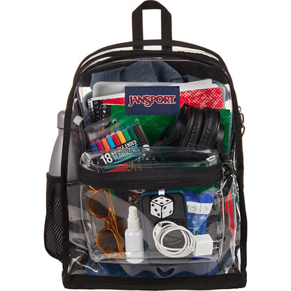 Front View of Clear Jansport Clear Backpack plain