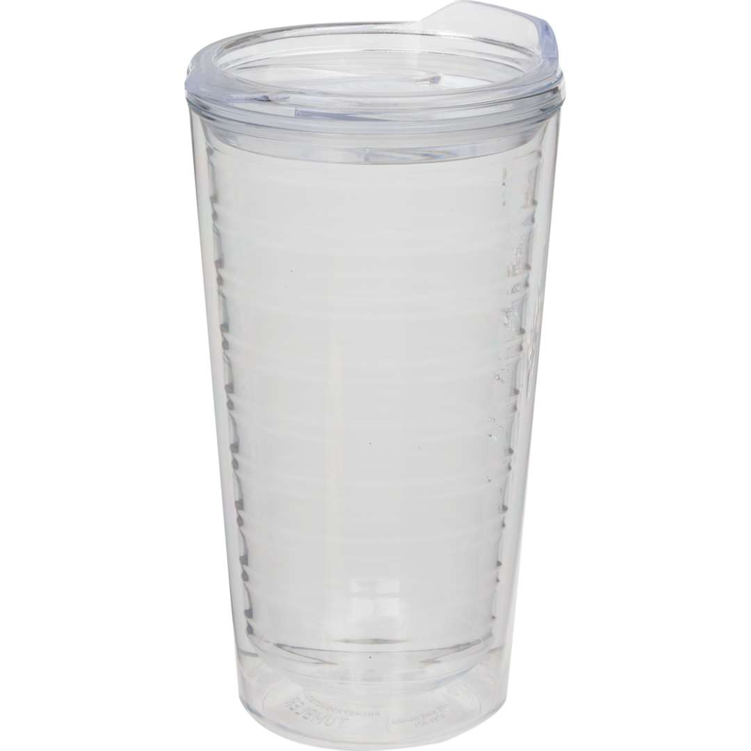 Front View of Clear Lakeside Double Wall Tumbler 16 oz plain