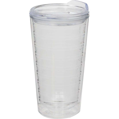 Front View of Clear Lakeside Double Wall Tumbler 16 oz plain
