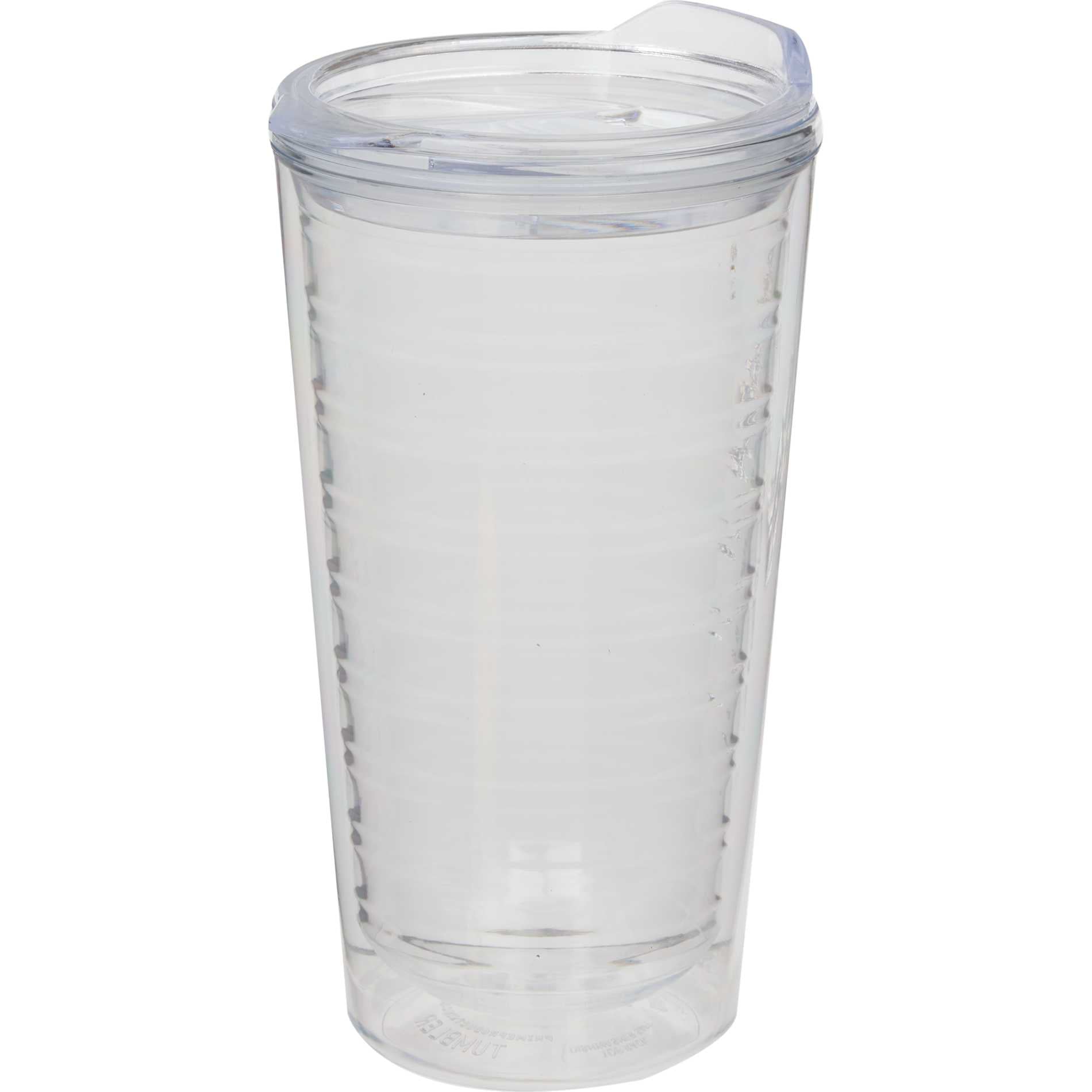 Front View of Clear Lakeside Double Wall Tumbler 16 oz plain
