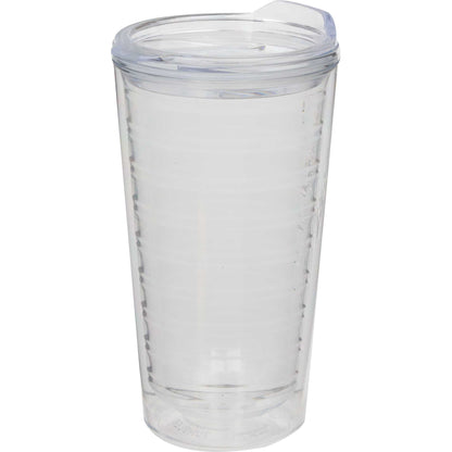 Front View of Clear Lakeside Double Wall Tumbler 16 oz plain