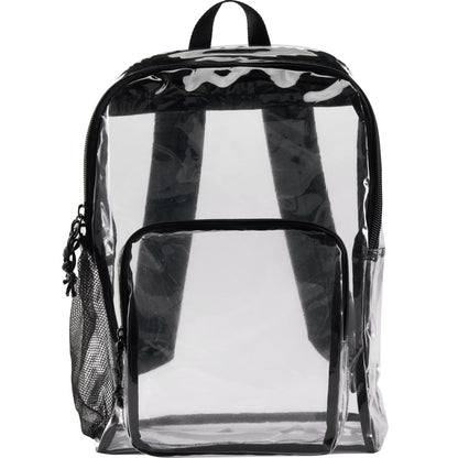 Front View of Clear Lucent Deluxe Clear PVC Backpack plain