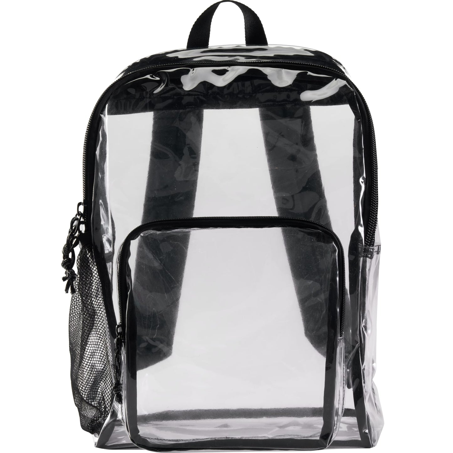 Front View of Clear Lucent Deluxe Clear PVC Backpack plain