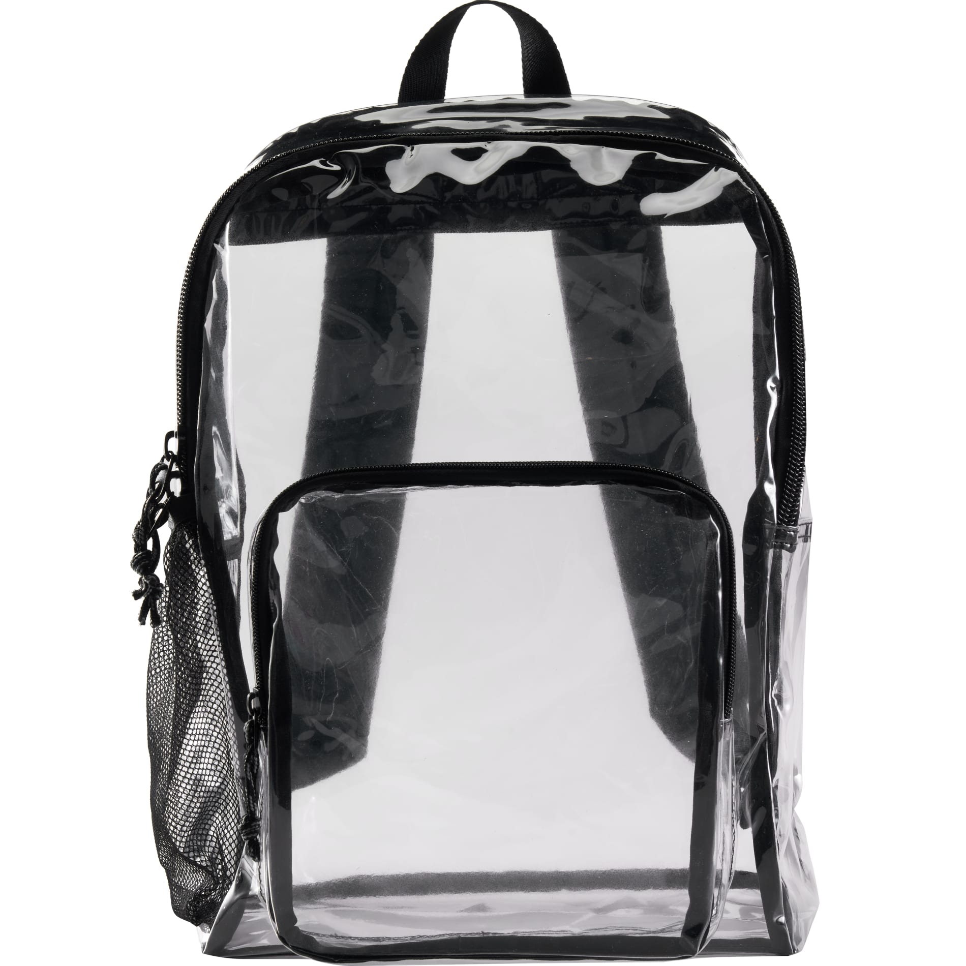 Front View of Clear Lucent Deluxe Clear PVC Backpack plain