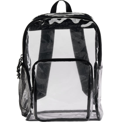 Front View of Clear Lucent Deluxe Clear PVC Backpack plain