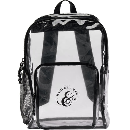 Front View of Clear Lucent Deluxe Clear PVC Backpack