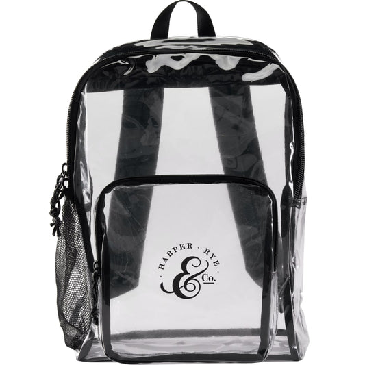 Front View of Clear Lucent Deluxe Clear PVC Backpack