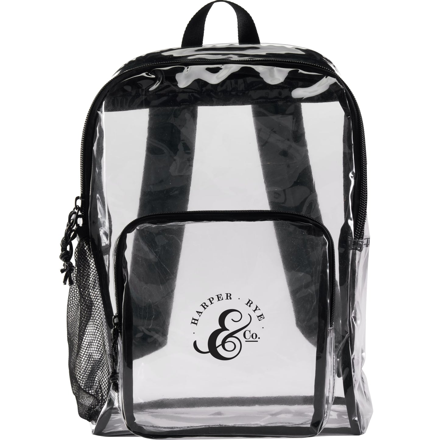 Front View of Clear Lucent Deluxe Clear PVC Backpack