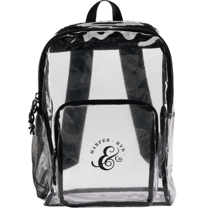 Front View of Clear Lucent Deluxe Clear PVC Backpack