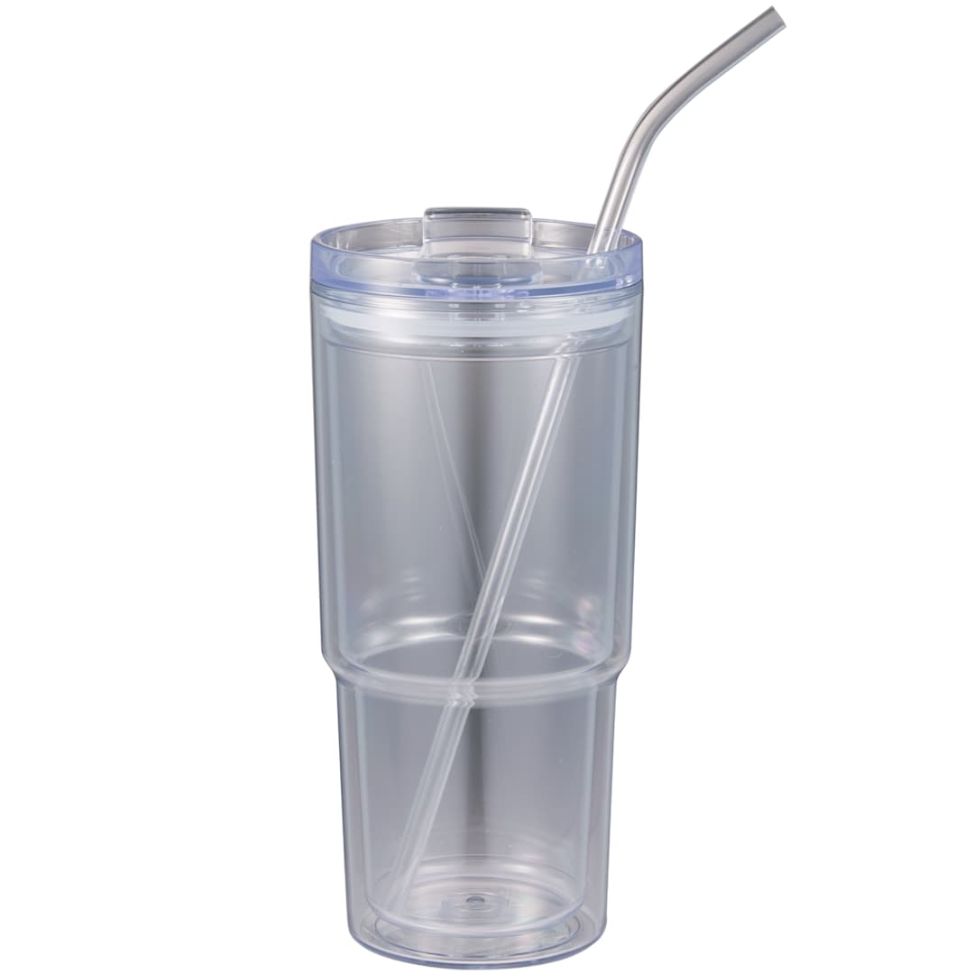 Front View of Clear Mia Recycled Acrylic Tumbler 24oz plain