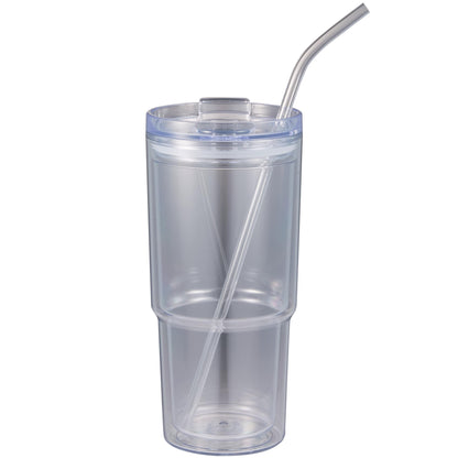 Front View of Clear Mia Recycled Acrylic Tumbler 24oz plain