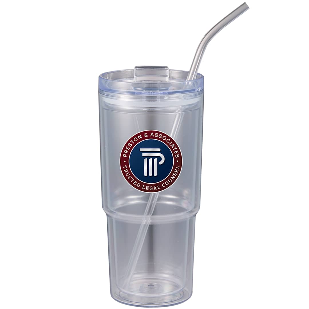 Front View of Clear Mia Recycled Acrylic Tumbler 24oz