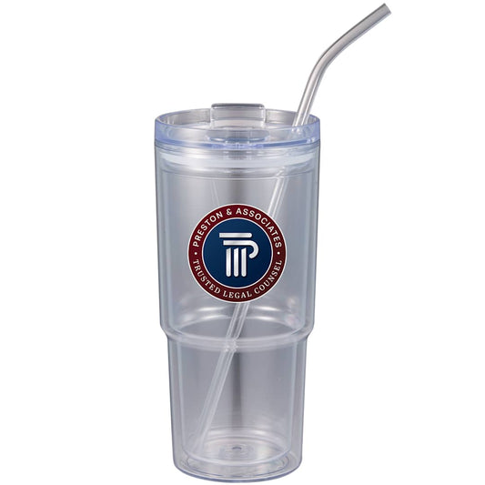 Front View of Clear Mia Recycled Acrylic Tumbler 24oz
