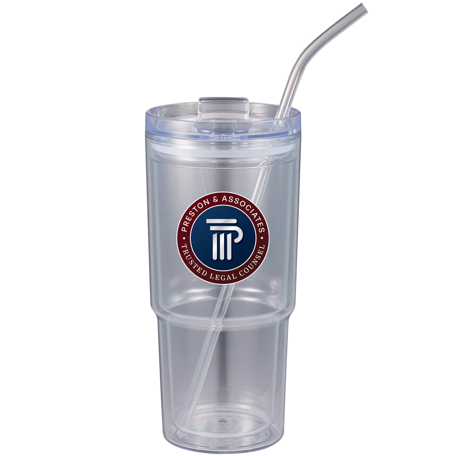 Front View of Clear Mia Recycled Acrylic Tumbler 24oz