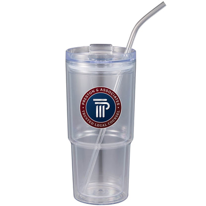 Front View of Clear Mia Recycled Acrylic Tumbler 24oz