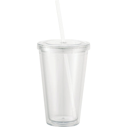 Front View of Clear Sedici Tumbler 16oz plain