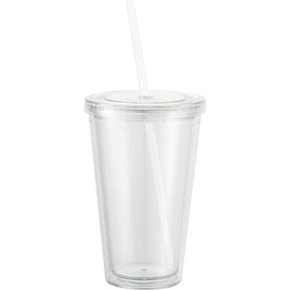 Front View of Clear Sedici Tumbler 16oz plain