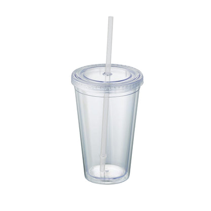 Front View of Clear Sedici Tumbler 16oz plain