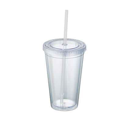 Front View of Clear Sedici Tumbler 16oz plain