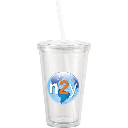 Front View of Clear Sedici Tumbler 16oz