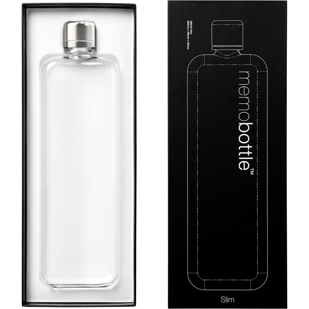 Front View of Clear SLIM Trtian memobottle plain