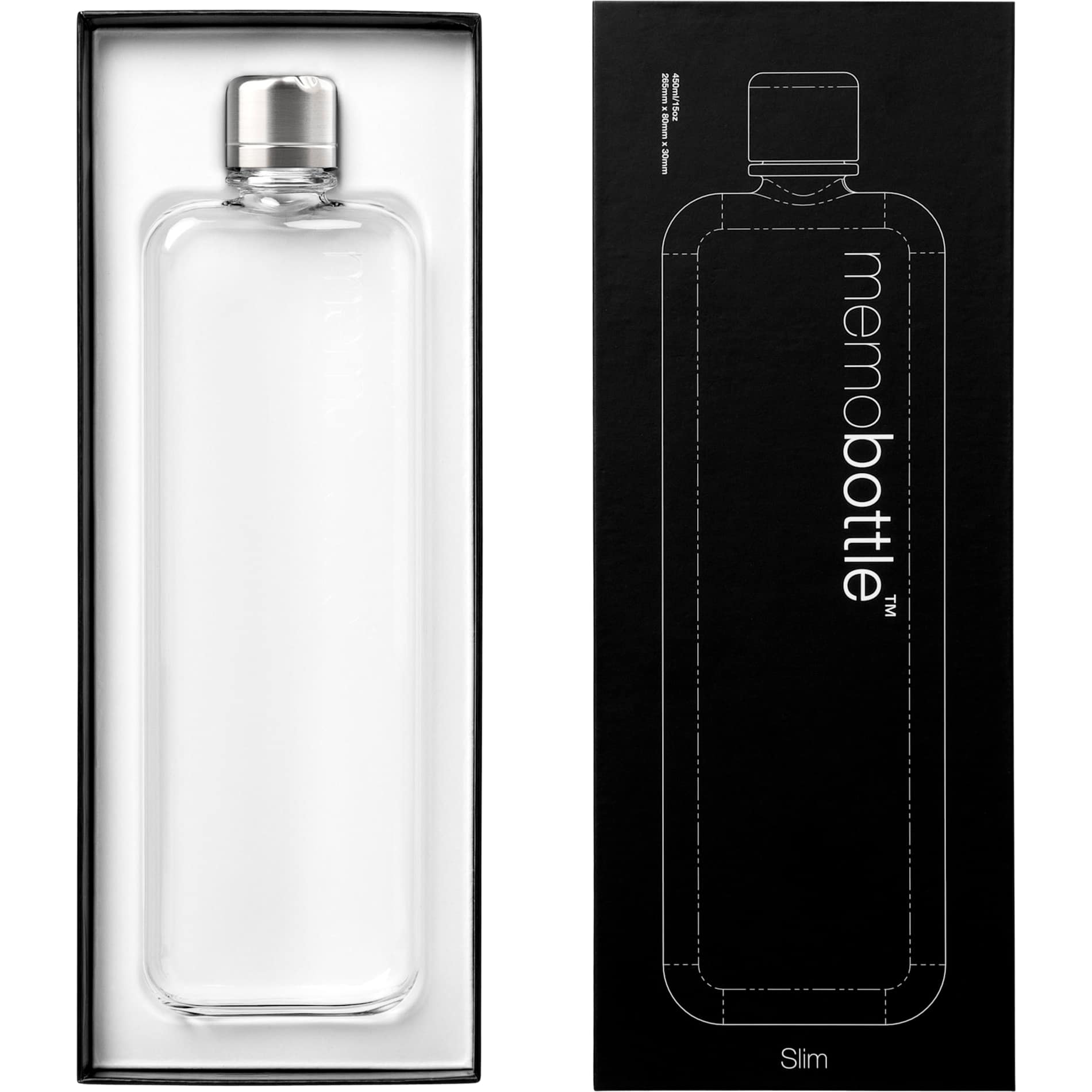 Front View of Clear SLIM Trtian memobottle plain