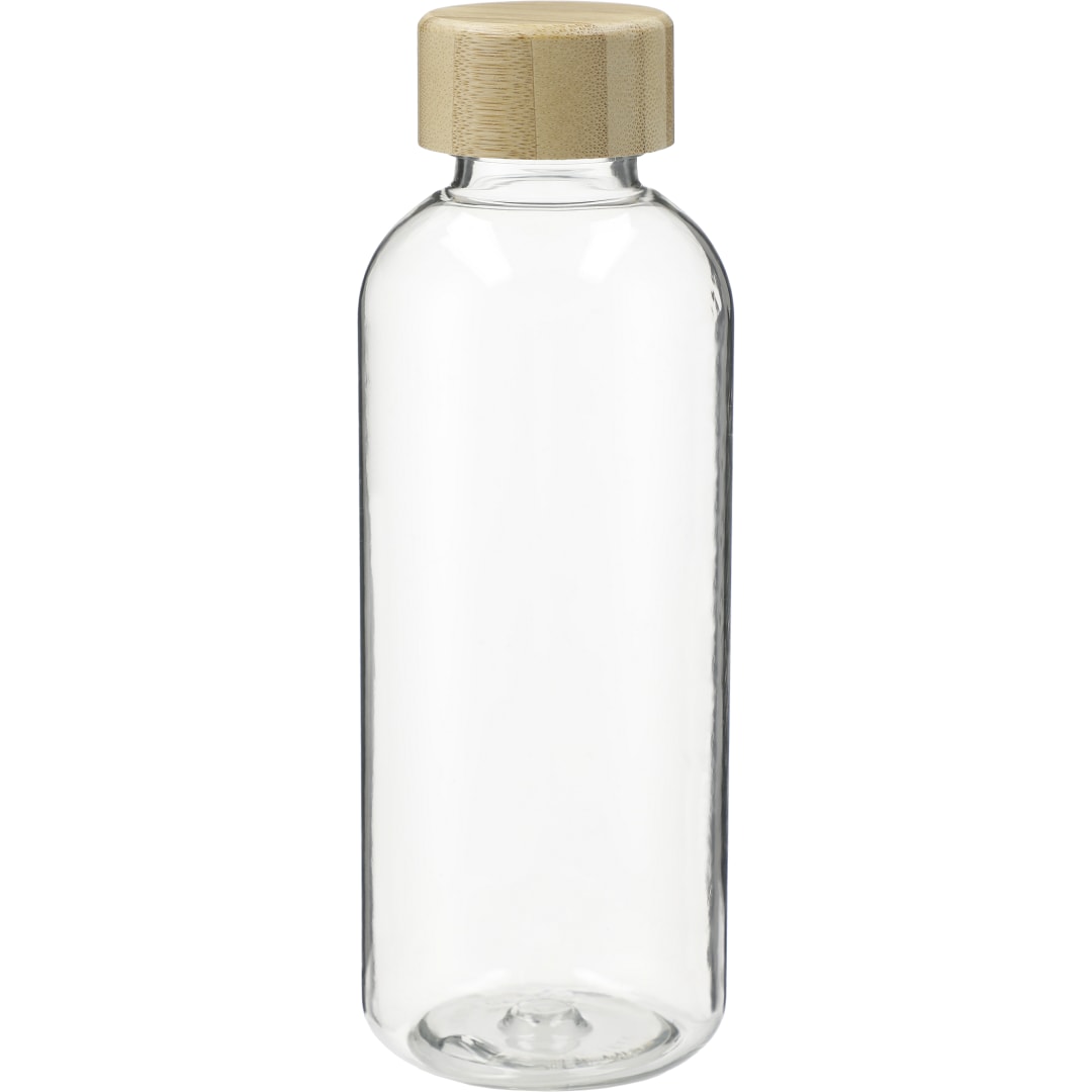 Front View of Clear Sona 22oz RPET Bottle w/ FSC® 100% Bamboo lid plain