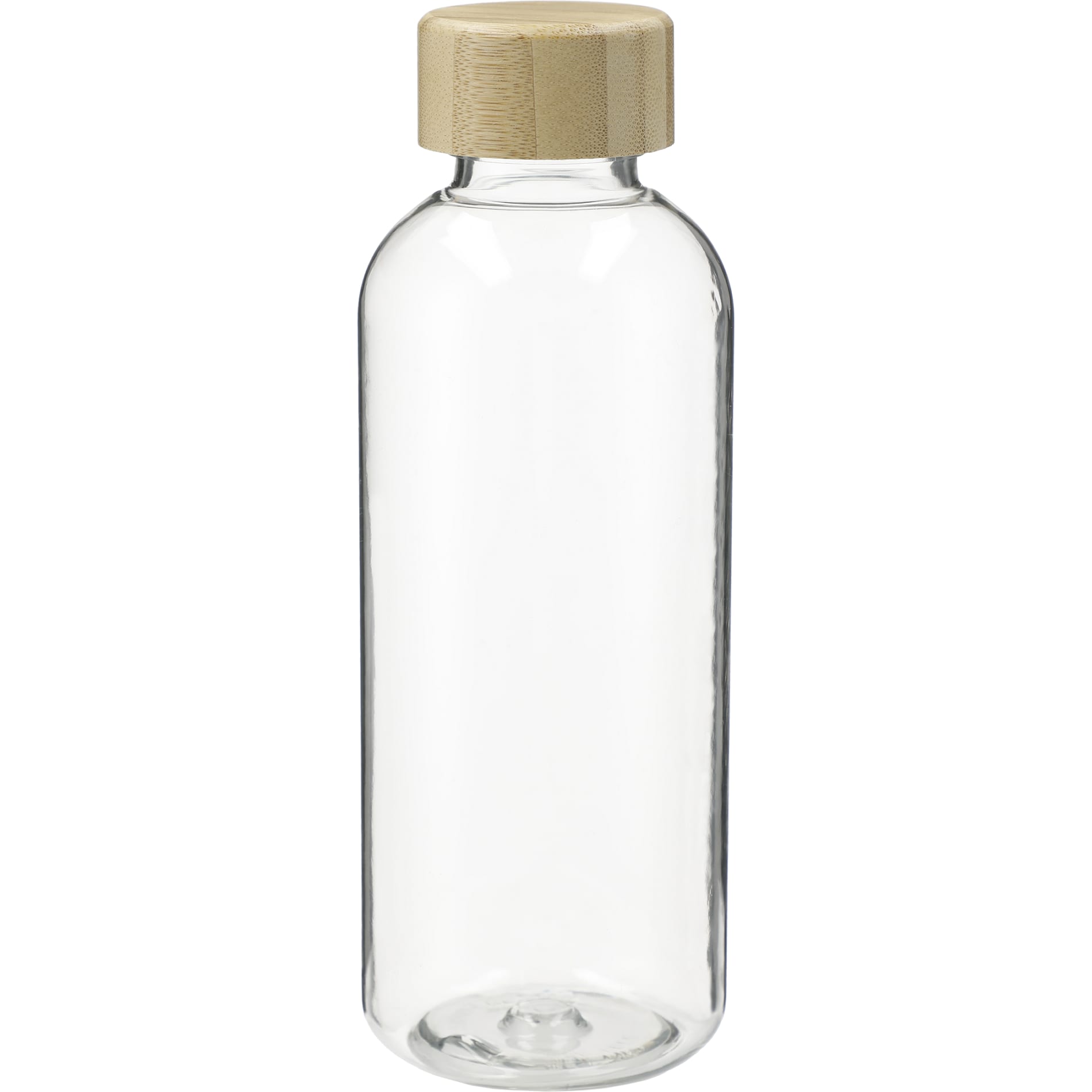 Front View of Clear Sona 22oz RPET Bottle w/ FSC® 100% Bamboo lid plain