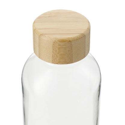 Front View of Clear Sona 22oz RPET Bottle w/ FSC® 100% Bamboo lid