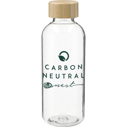 Front View of Clear Sona 22oz RPET Bottle w/ FSC® 100% Bamboo lid