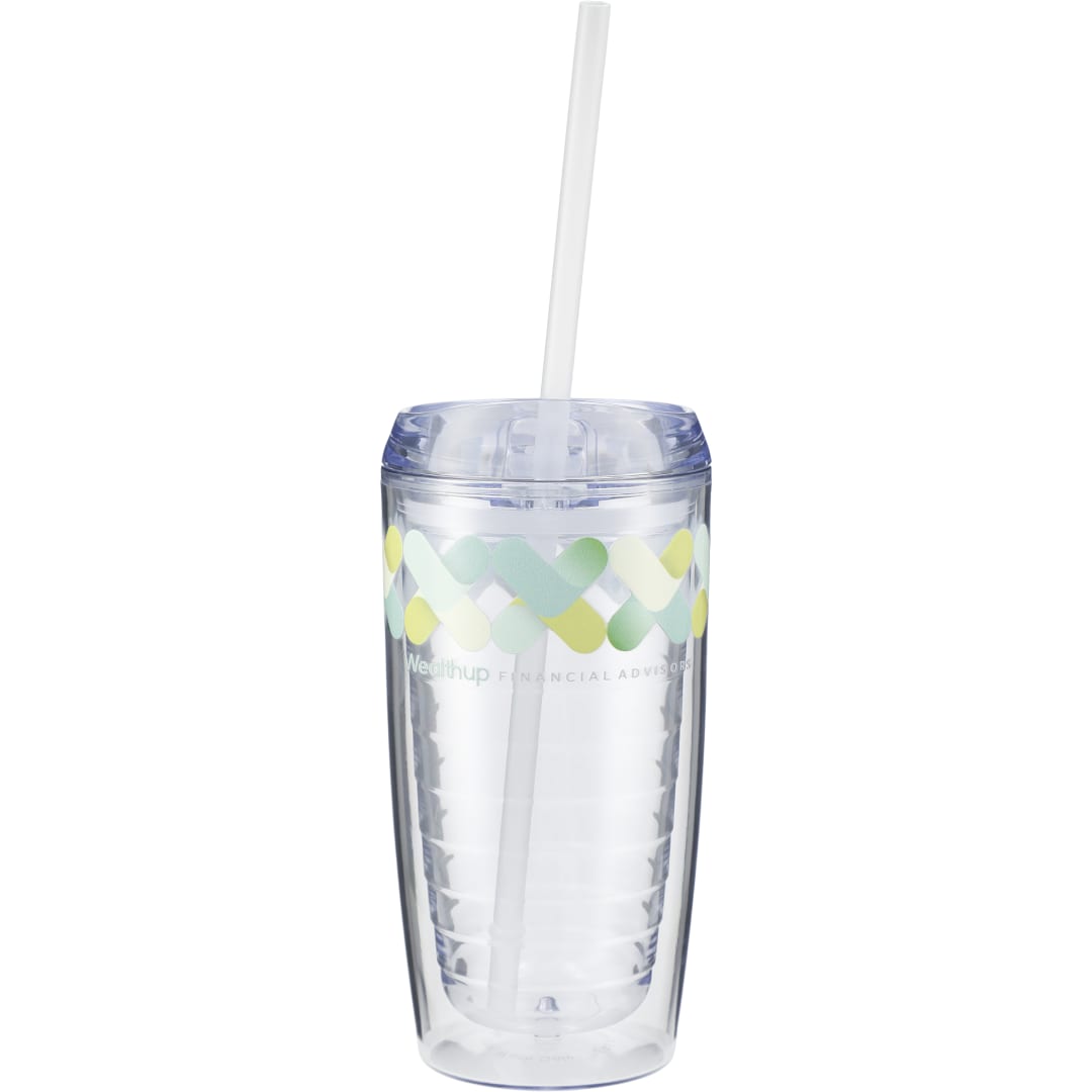 Front View of Clear Vortex Tumbler 16oz