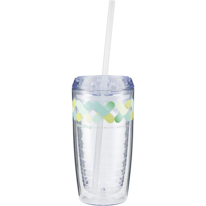 Front View of Clear Vortex Tumbler 16oz