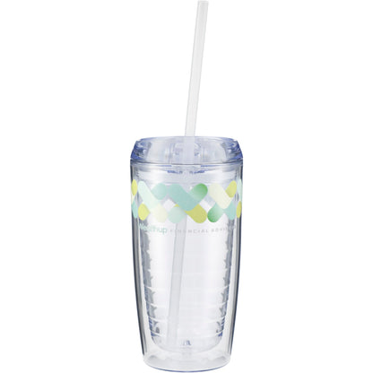 Front View of Clear Vortex Tumbler 16oz