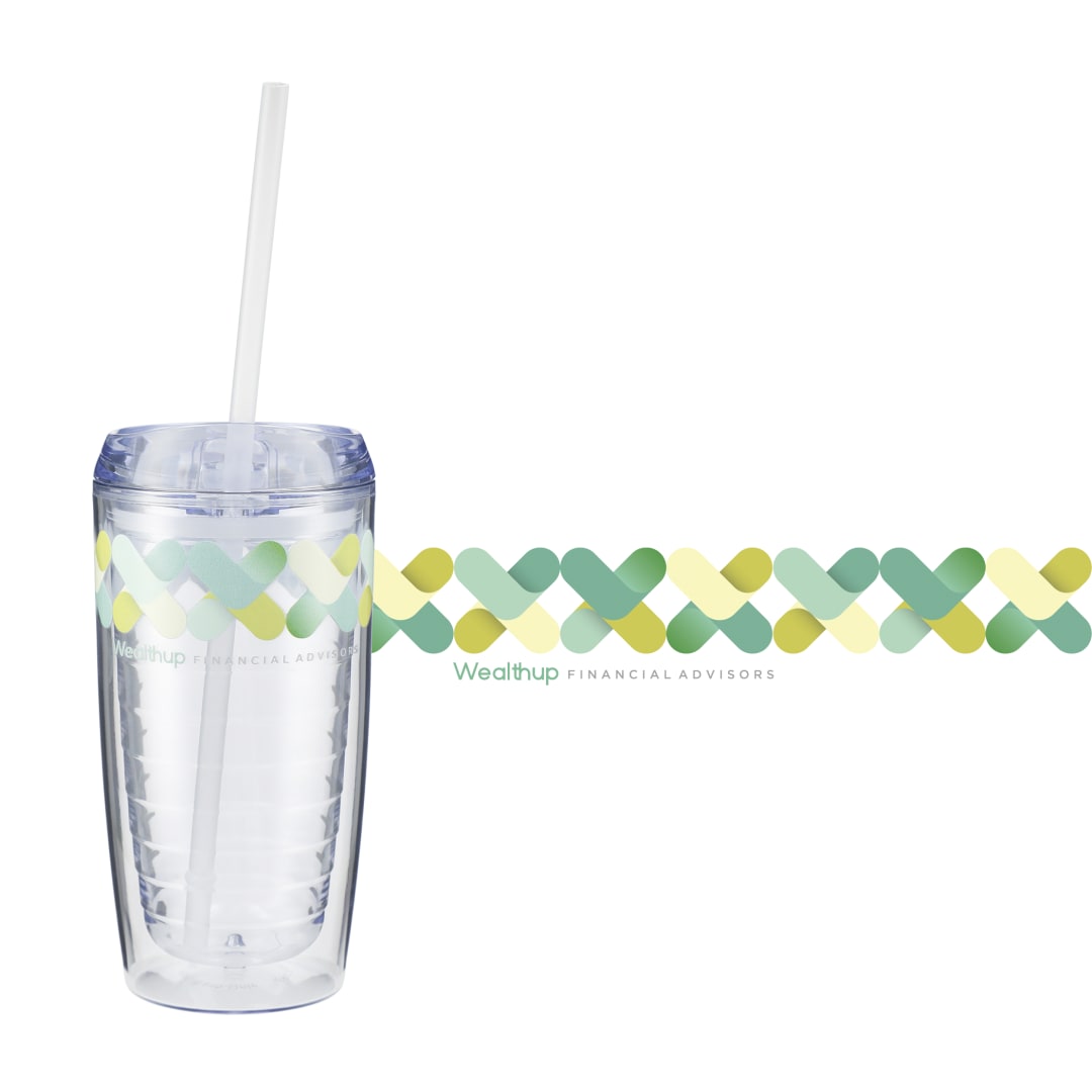 Front View of Clear Vortex Tumbler 16oz