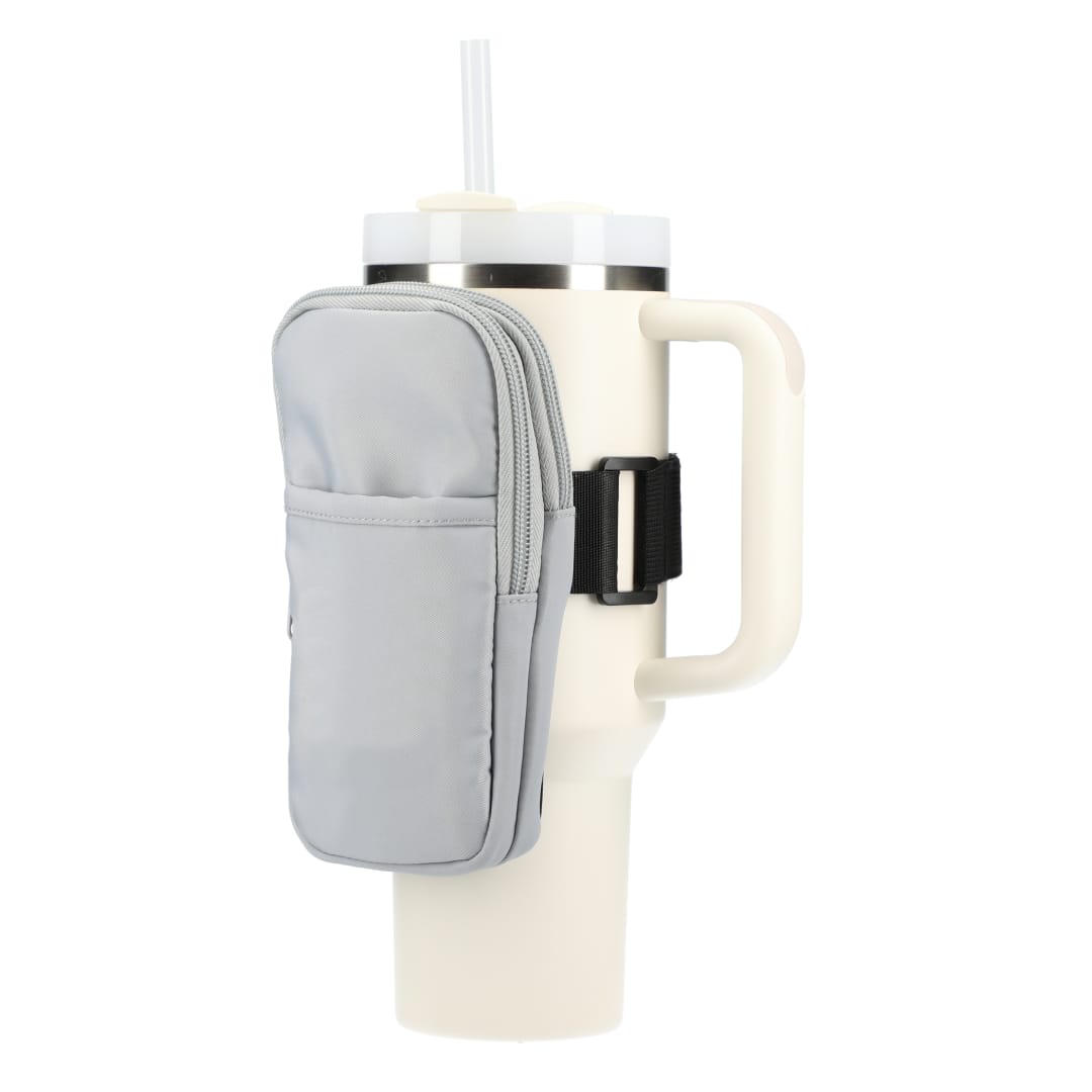 Front View of Gray Bottle Buddy Deluxe Water Bottle Pouch plain