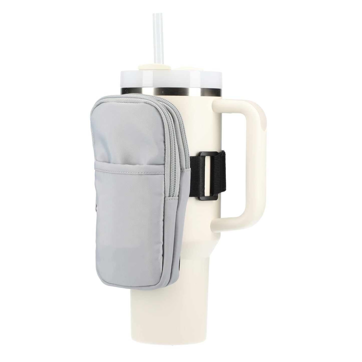 Front View of Gray Bottle Buddy Deluxe Water Bottle Pouch plain