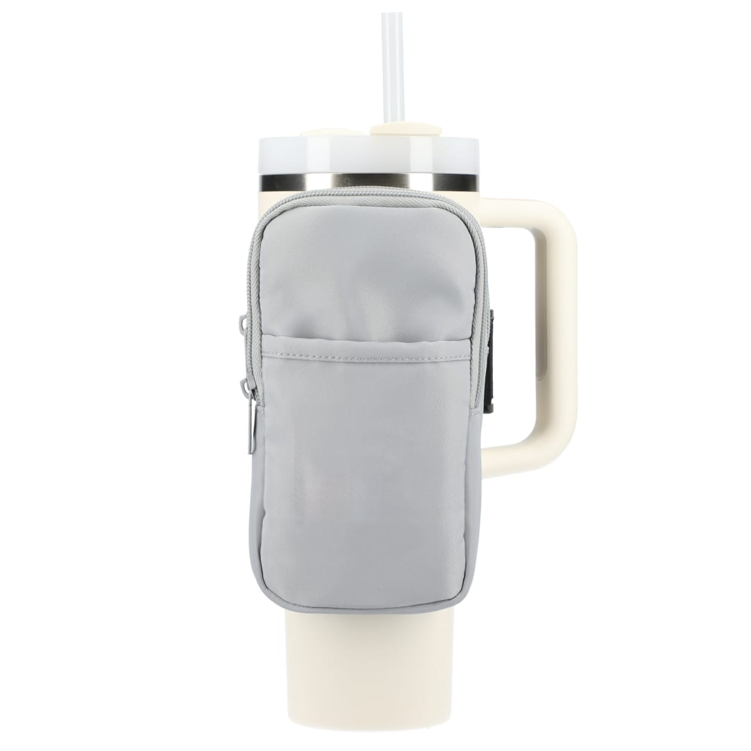 Front View of Gray Bottle Buddy Deluxe Water Bottle Pouch plain
