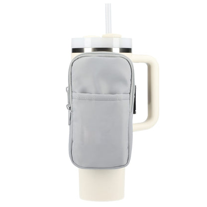 Front View of Gray Bottle Buddy Deluxe Water Bottle Pouch plain
