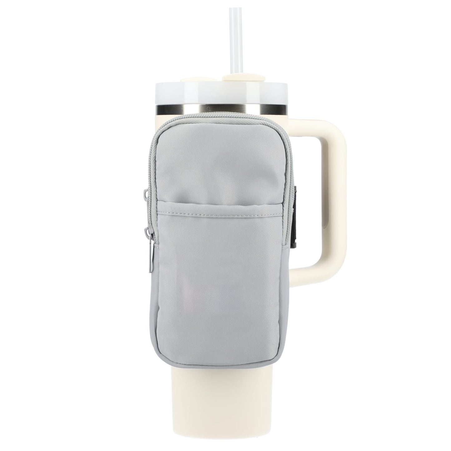 Front View of Gray Bottle Buddy Deluxe Water Bottle Pouch plain
