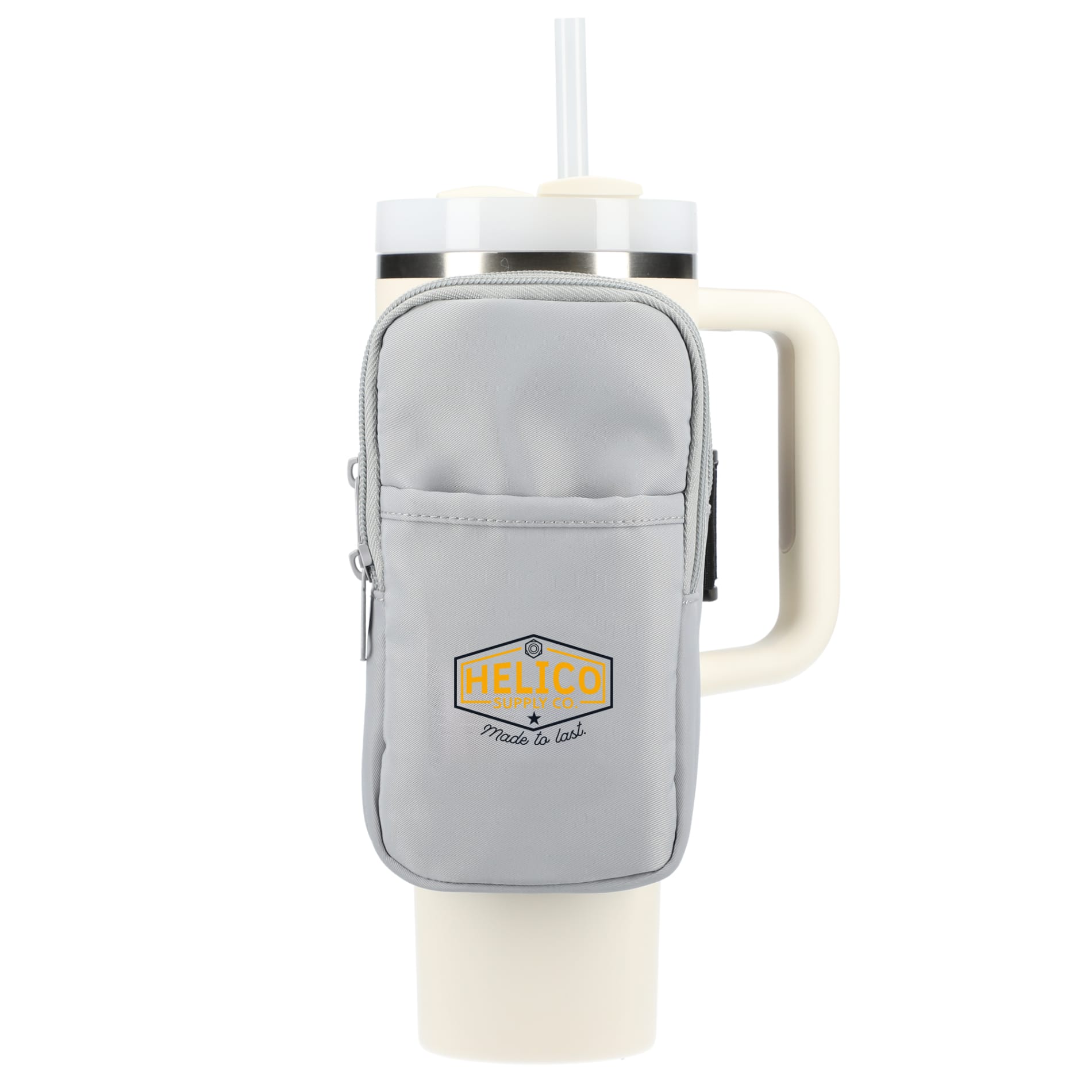 Front View of Gray Bottle Buddy Deluxe Water Bottle Pouch