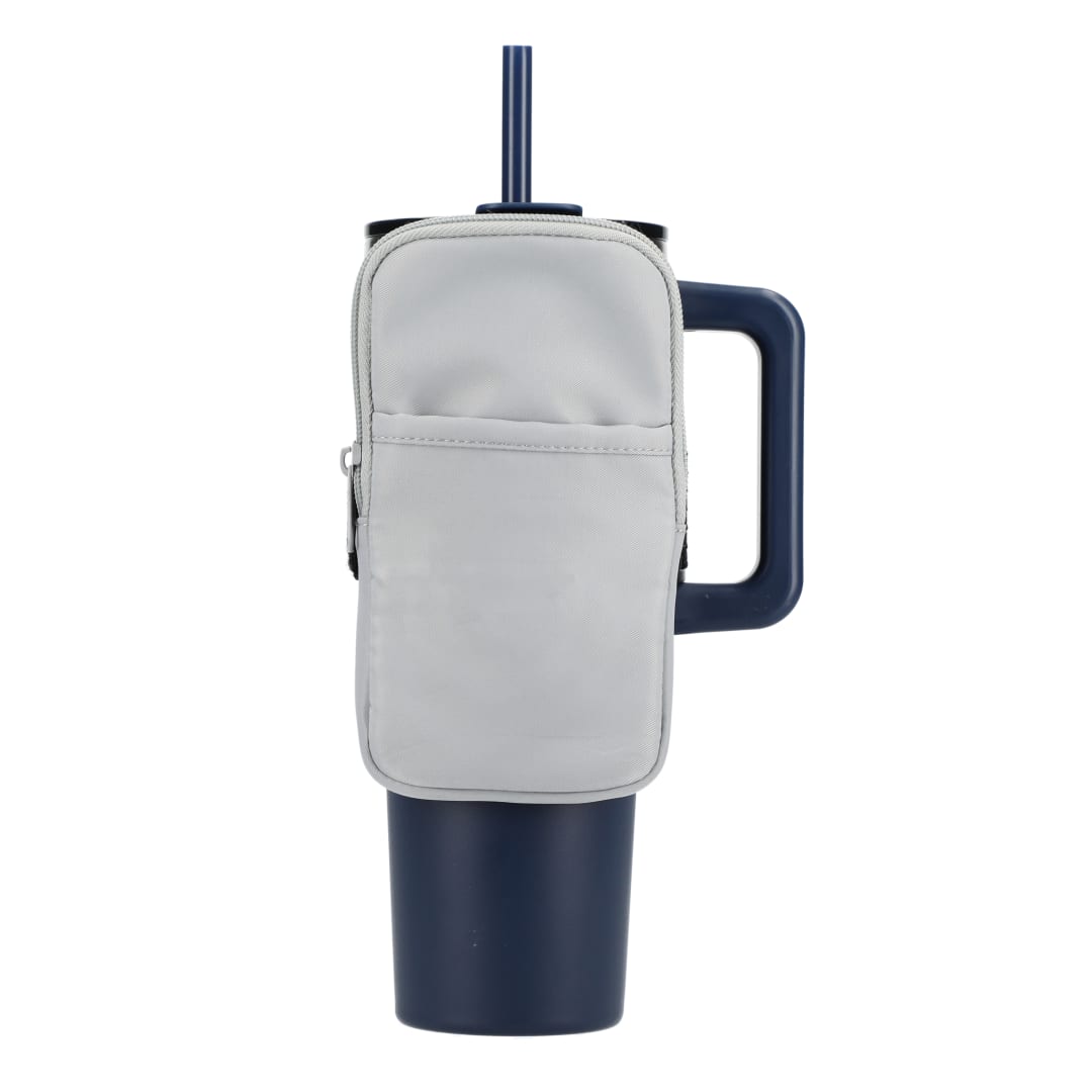 Front View of Gray Bottle Buddy Water Bottle Pouch plain