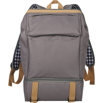 Front View of Gray Café Picnic Backpack for Two plain