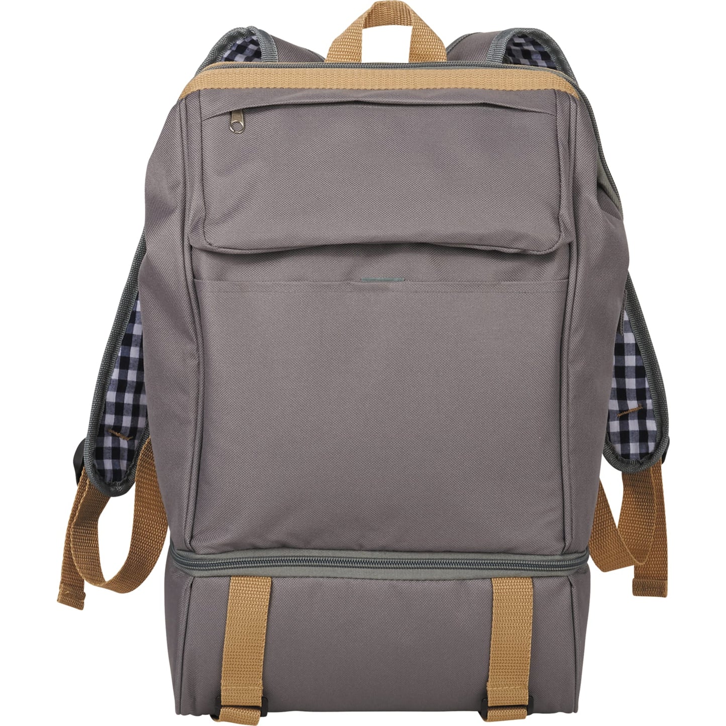 Front View of Gray Café Picnic Backpack for Two plain