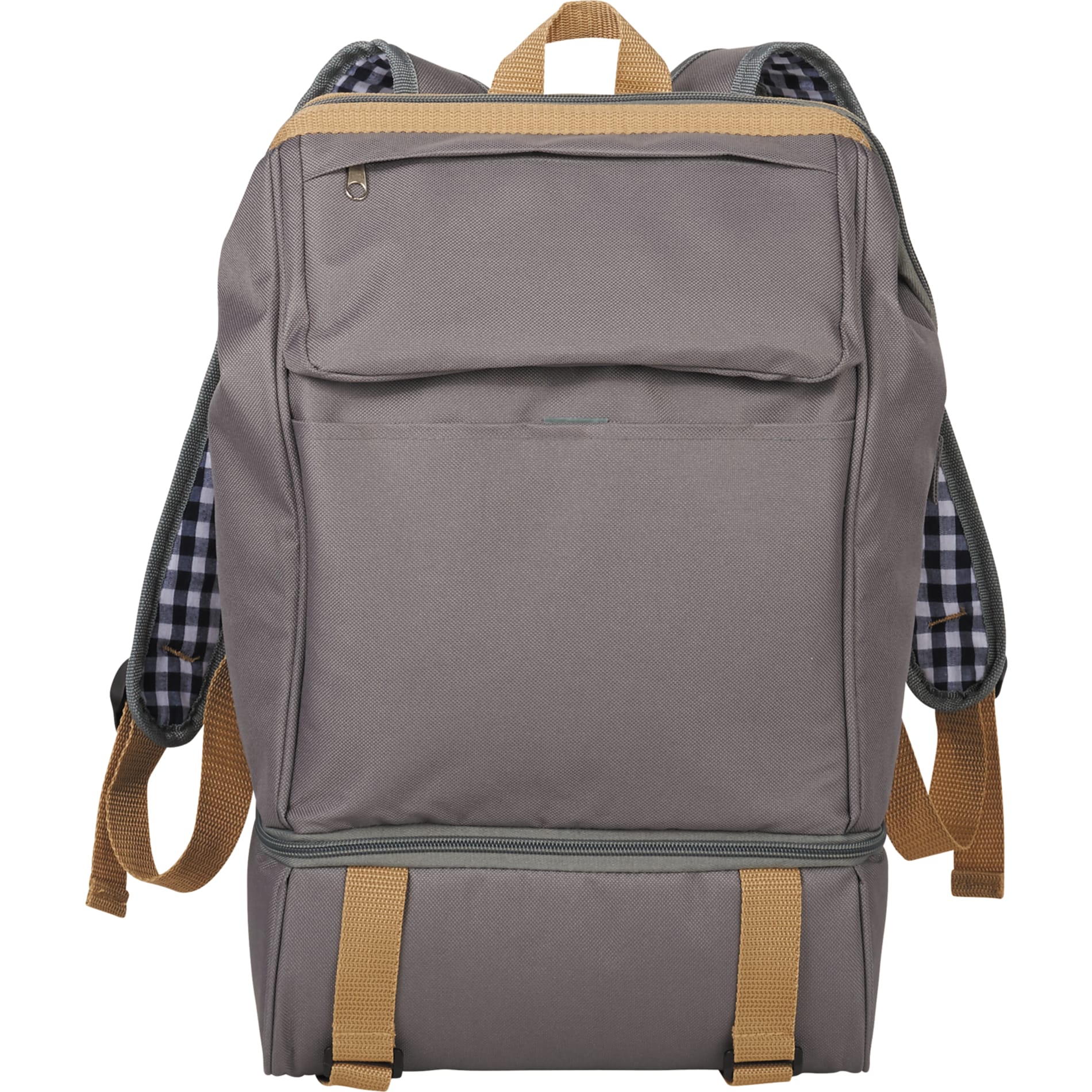 Front View of Gray Café Picnic Backpack for Two plain