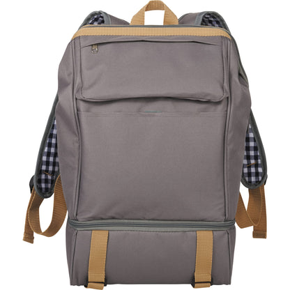 Front View of Gray Café Picnic Backpack for Two plain