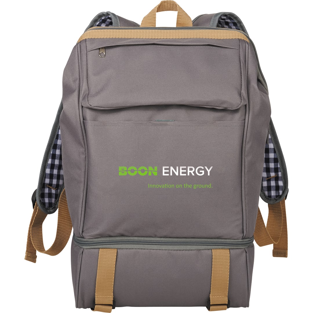 Front View of Gray Café Picnic Backpack for Two