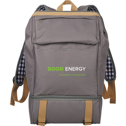 Front View of Gray Café Picnic Backpack for Two