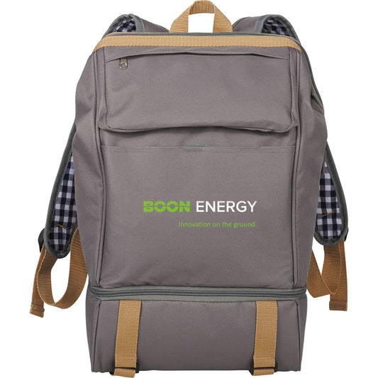Front View of Gray Café Picnic Backpack for Two
