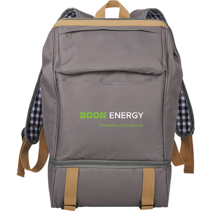 Front View of Gray Café Picnic Backpack for Two